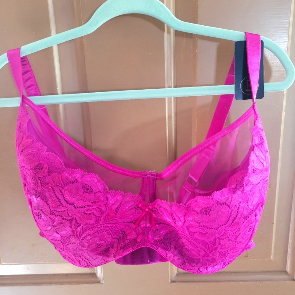 38H Avenue cherise pink lace bra